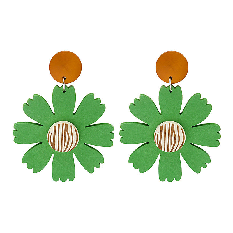 Pendientes de flores de color de contraste al por mayor de contraste